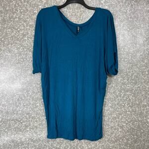 Lock & Love Women's Blue Plus Size Jersey Knit Tunic Top - Size XXL - Normcore